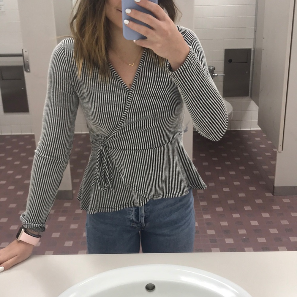 Striped wrap long sleeve
